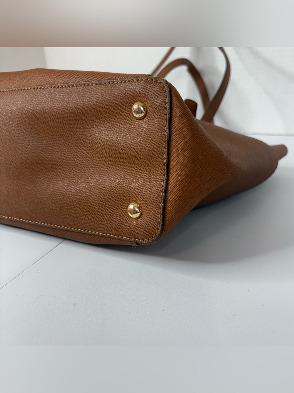 Michael Kors Jet Set Travel Saffiano Leather Tote Bag Acorn Brown Gold Hardware - Picture 13 of 16